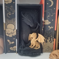 Book Nook Dragons Noir et Or